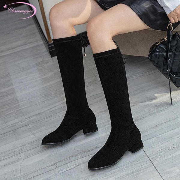 boots party style comfortable flock round head knee-high fashion lace-up black medium-heeled chunky riding women shoes1
boots party style comfortable flock round head knee-high fashion lace-up black medium-heeled chunky riding women shoes1