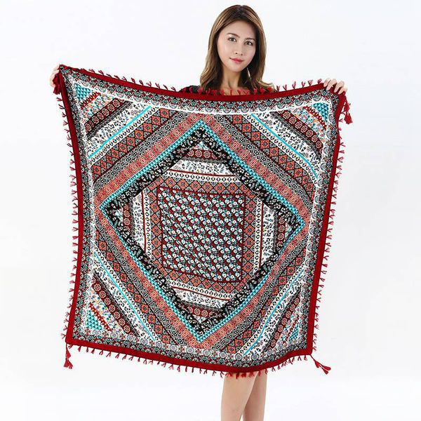 blanket cotton square scarf with tassel lady pashmina large shawl wrap autumn spring thickened printing national womens plaid fashion, Blue;gray
blanket cotton square scarf with tassel lady pashmina large shawl wrap autumn spring thickened printing national womens plaid fashion, Blue;gray