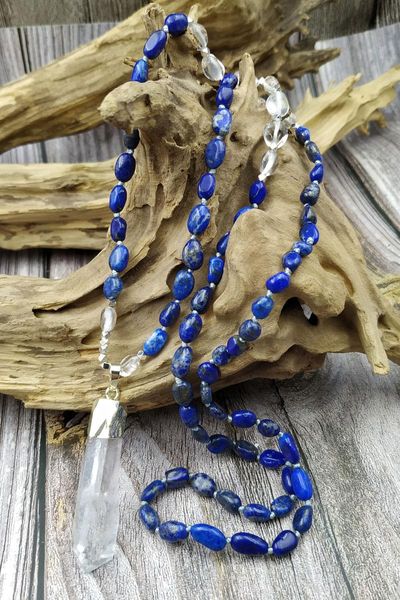pendant necklaces ya3866 natural rough quartz point silver lapis stone chips beads knot handmade necklace
pendant necklaces ya3866 natural rough quartz point silver lapis stone chips beads knot handmade necklace