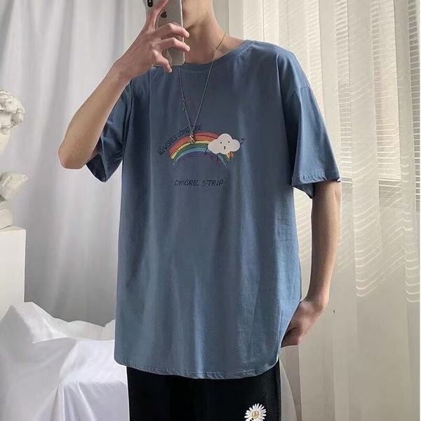short summer trend loose men's half sleeve clothes fashion brand student couple white t-shirt, White;black
short summer trend loose men's half sleeve clothes fashion brand student couple white t-shirt, White;black