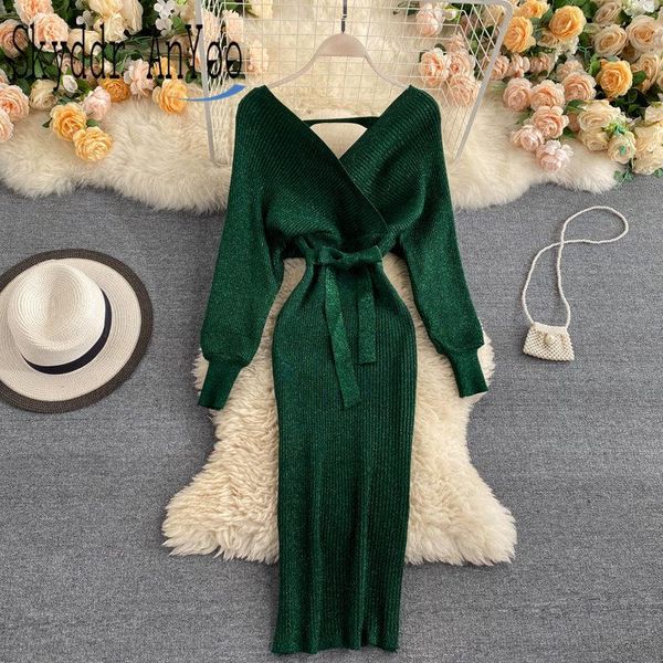 autumn winter shiny knitted women party dress 2021 fashion new chic bodycon slim elegant long dresses v-neck woman sweater robe, Black;gray
autumn winter shiny knitted women party dress 2021 fashion new chic bodycon slim elegant long dresses v-neck woman sweater robe, Black;gray
