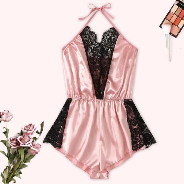 women's jumpsuits & rompers bodysuit women satin lace pathwork v-neck jumpsuit halter backless body femme pink clothes tos arrival, Black;white
women's jumpsuits & rompers bodysuit women satin lace pathwork v-neck jumpsuit halter backless body femme pink clothes tos arrival, Black;white