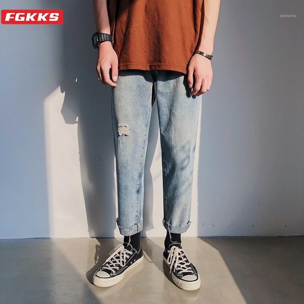 fgkks fashion brand men hole jeans summer high street men's comfortable casual ankle-length pants retro wild straight jeans male1, Blue
fgkks fashion brand men hole jeans summer high street men's comfortable casual ankle-length pants retro wild straight jeans male1, Blue