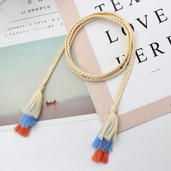 2021 korean-style cotton female woven belt female artistic macarons color tassel cord fine decoration dress tie waist chain, Black;brown
2021 korean-style cotton female woven belt female artistic macarons color tassel cord fine decoration dress tie waist chain, Black;brown