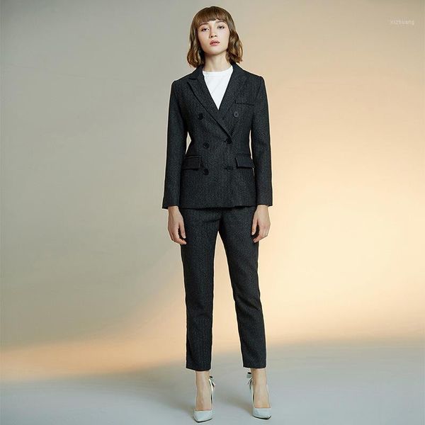 women's suits & blazers women's suit black slim striped 2-piece double-breasted jacket with trousers business casual formal1, White;black
women's suits & blazers women's suit black slim striped 2-piece double-breasted jacket with trousers business casual formal1, White;black