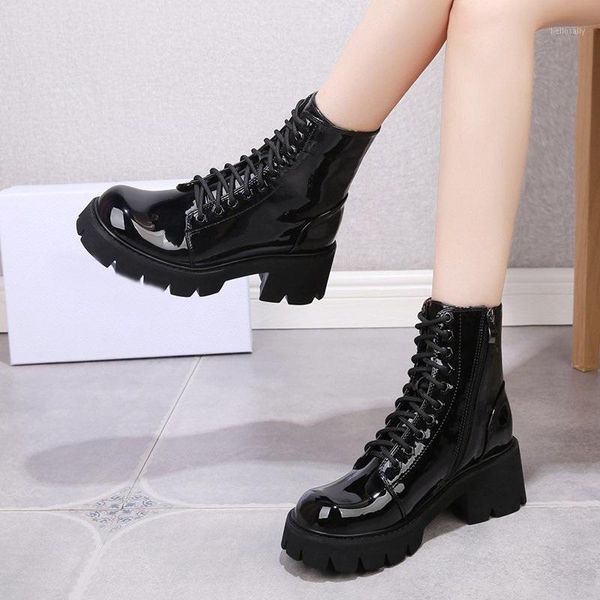 2020 fashion european style black ankle boots round toe black lace-up boots woman platform patent leather shoes zip cross-tied1
2020 fashion european style black ankle boots round toe black lace-up boots woman platform patent leather shoes zip cross-tied1