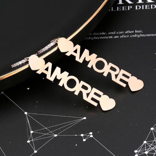 hoop & huggie women's stainless steel earrings rose gold heart cute amore letters charm earring cz jewelry gift bijoux femme, Golden;silver
hoop & huggie women's stainless steel earrings rose gold heart cute amore letters charm earring cz jewelry gift bijoux femme, Golden;silver