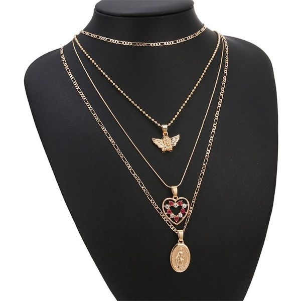 en angel love portrait pendant multi layers necklace fashion pendant women lover gift gold chain jewelry charm choker, Silver
en angel love portrait pendant multi layers necklace fashion pendant women lover gift gold chain jewelry charm choker, Silver
