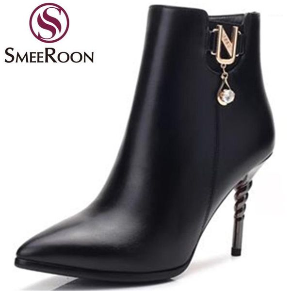 boots smeeroon thin high heels ankle for women pointed toe office keep warm winter simple shoes with crystal1, Black
boots smeeroon thin high heels ankle for women pointed toe office keep warm winter simple shoes with crystal1, Black