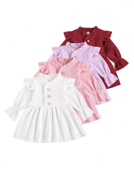 children clothes girls casual long sleeve dress round neck solid color v-neck sleeves button open front ruffle hem one-piece1, Red;yellow
children clothes girls casual long sleeve dress round neck solid color v-neck sleeves button open front ruffle hem one-piece1, Red;yellow