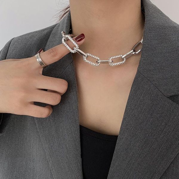 aensoa aensoa fashion steel silver color crystal chunky cuban link chain choker necklace for women hip hop charm necklace collar
aensoa aensoa fashion steel silver color crystal chunky cuban link chain choker necklace for women hip hop charm necklace collar