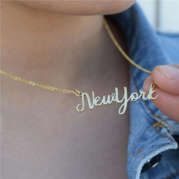 chokers stainless steel gold color chain york state name pendant necklaces for women bijoux femme christmas gift jewelry, Golden;silver
chokers stainless steel gold color chain york state name pendant necklaces for women bijoux femme christmas gift jewelry, Golden;silver