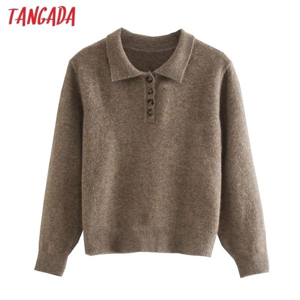 tangada women fashion elegant solid knitted sweater jumper turn down collar female pullovers chic 3h112 201225, White;black
tangada women fashion elegant solid knitted sweater jumper turn down collar female pullovers chic 3h112 201225, White;black