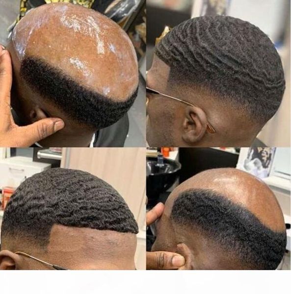afro wave toupee for african american mono lace unit men's wig hair pieces indian virgin human hair replacement ing, Black