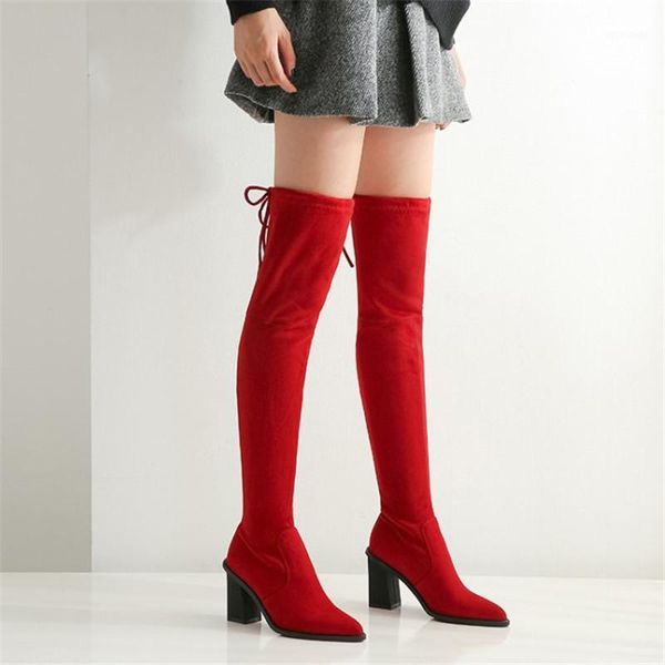 pxelena 5 colors fashion stretch thigh high boots women block square heels faux suede over the knee boots lady shoes party date1, Black
pxelena 5 colors fashion stretch thigh high boots women block square heels faux suede over the knee boots lady shoes party date1, Black