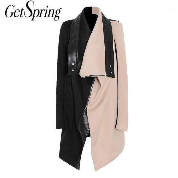 getspring women woolen coat patchwork long sleeve winter woolen jacket irregular wool coats loose long overcoat spring autumn1, Black
getspring women woolen coat patchwork long sleeve winter woolen jacket irregular wool coats loose long overcoat spring autumn1, Black