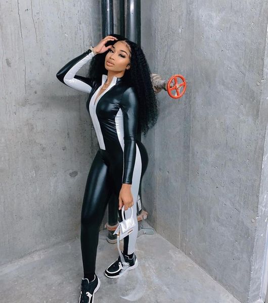2020 autumn new european and american women's urban style pu bright leather one-piece pants, Black;white
2020 autumn new european and american women's urban style pu bright leather one-piece pants, Black;white