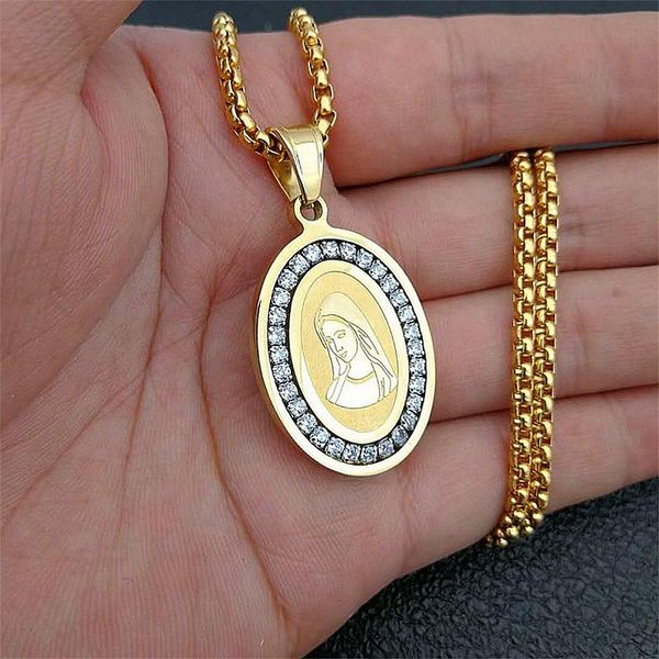 full crystal cz cubic zirconia virgin mary pendant stainless steel catholic necklaces & pendants gold chain jewelry, Silver
full crystal cz cubic zirconia virgin mary pendant stainless steel catholic necklaces & pendants gold chain jewelry, Silver