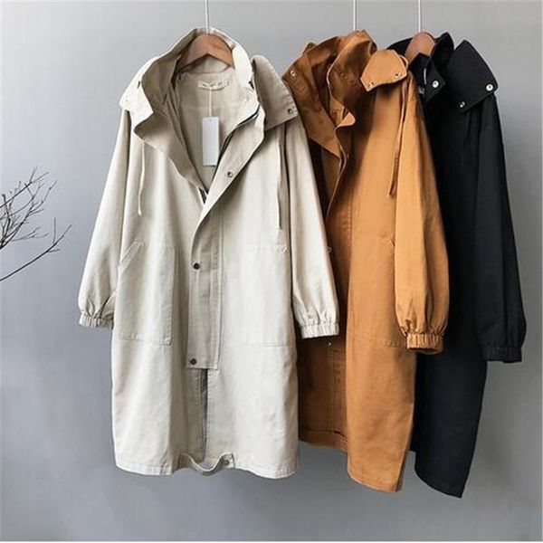 women's trench coats autumn woman coat hooded single breasted slim padded windbreaker long chic korean harajuku black orange women over, Tan;black
women's trench coats autumn woman coat hooded single breasted slim padded windbreaker long chic korean harajuku black orange women over, Tan;black