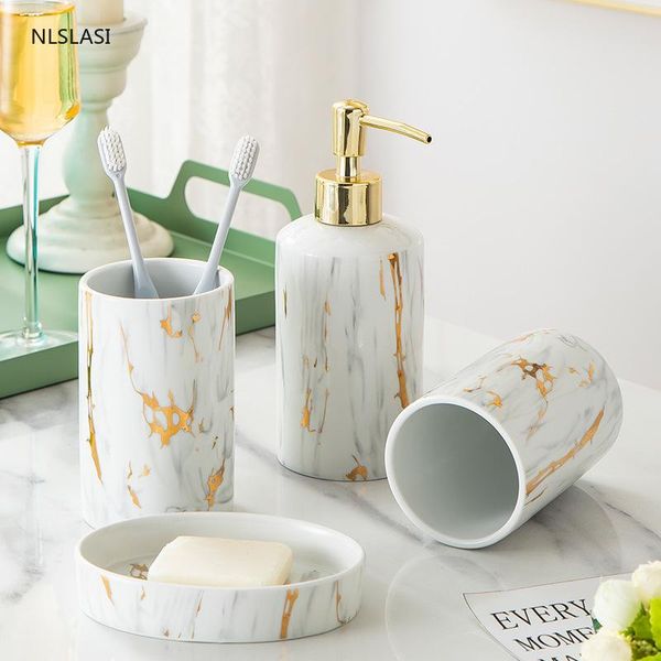 bath accessory set nordic ceramic four-piece suit golden marble stripes soap dispenser gargle cup toothbrush holder bathroom decoration acce
bath accessory set nordic ceramic four-piece suit golden marble stripes soap dispenser gargle cup toothbrush holder bathroom decoration acce