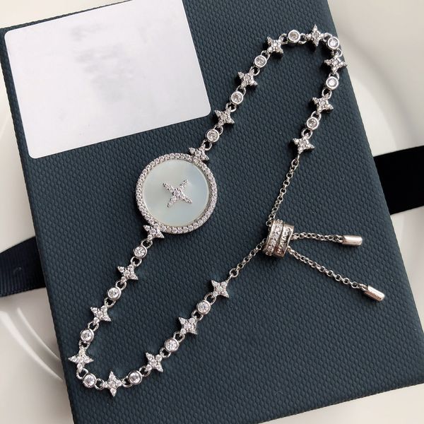 2020 new luxury fashion design silver inlaid crystal diamond star mother shell bracelet, Black
2020 new luxury fashion design silver inlaid crystal diamond star mother shell bracelet, Black