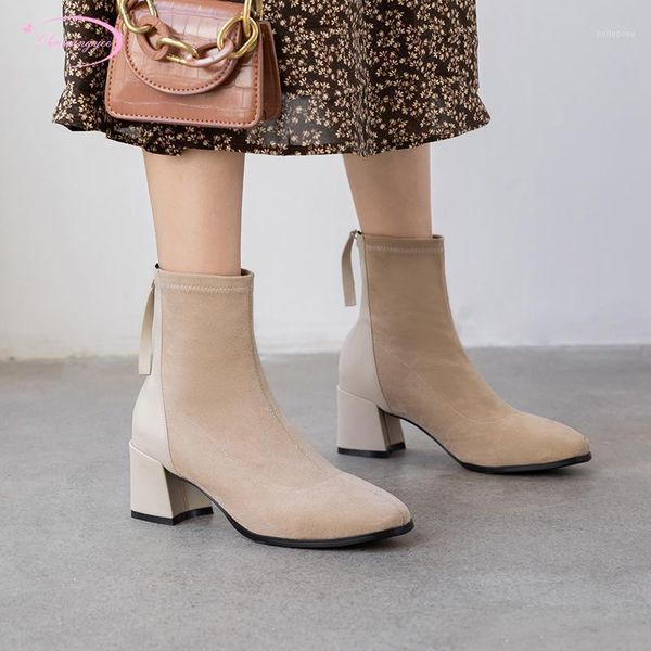 casual style comfortable round toe flock ankle boots fashion zipper black beige high-heeled chunky motorcycle boots women shoes1
casual style comfortable round toe flock ankle boots fashion zipper black beige high-heeled chunky motorcycle boots women shoes1