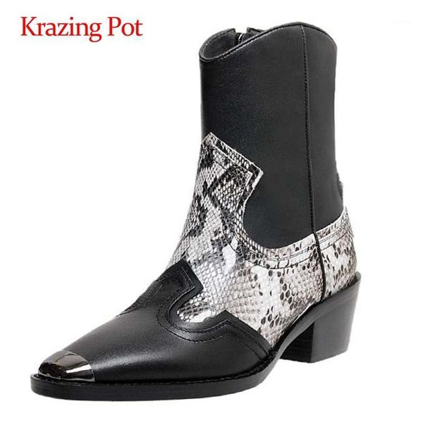krazing pot winter new boots cow leather mixed colors small square toe thick high heel zipper datinf daily wear ankle boots l181, Black
krazing pot winter new boots cow leather mixed colors small square toe thick high heel zipper datinf daily wear ankle boots l181, Black