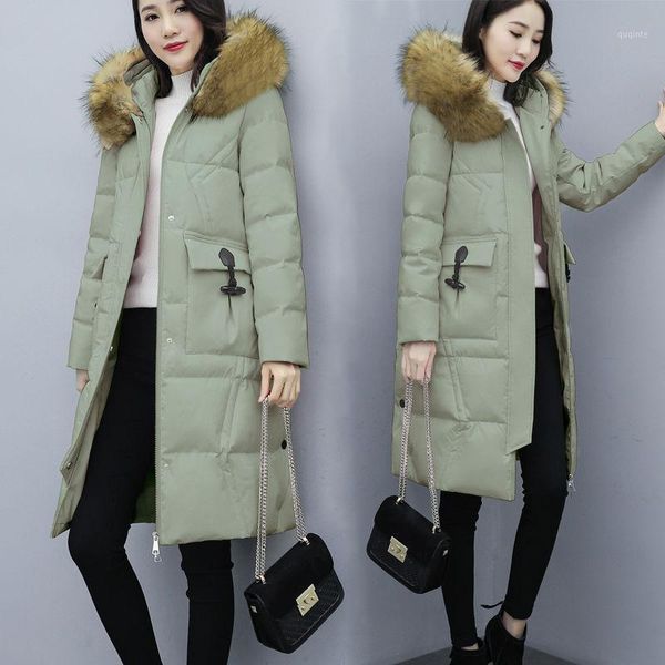 women 2021 winter warm cotton padded parka ladies loose soft fur collar coat female thicked casual over size long outerwear b1111, Black
women 2021 winter warm cotton padded parka ladies loose soft fur collar coat female thicked casual over size long outerwear b1111, Black