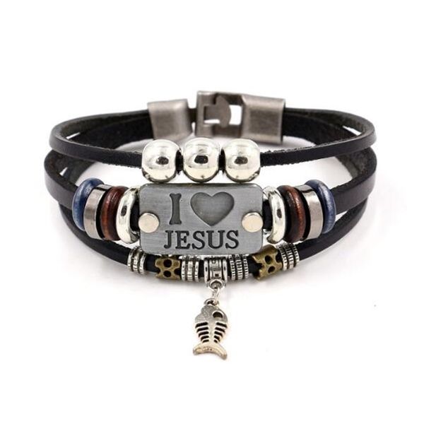 i love jesus charm vintage fish dhl pendant christian multilayer leather bracelets for mens women bangle, Golden;silver
i love jesus charm vintage fish dhl pendant christian multilayer leather bracelets for mens women bangle, Golden;silver