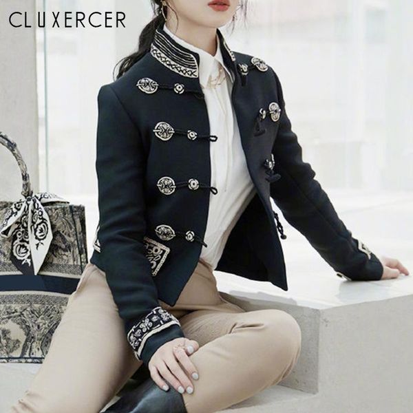 women's jackets female jacket vintage short style luxurious embroidery slim for women elegant horn button spring autumn coat, Black;brown
women's jackets female jacket vintage short style luxurious embroidery slim for women elegant horn button spring autumn coat, Black;brown