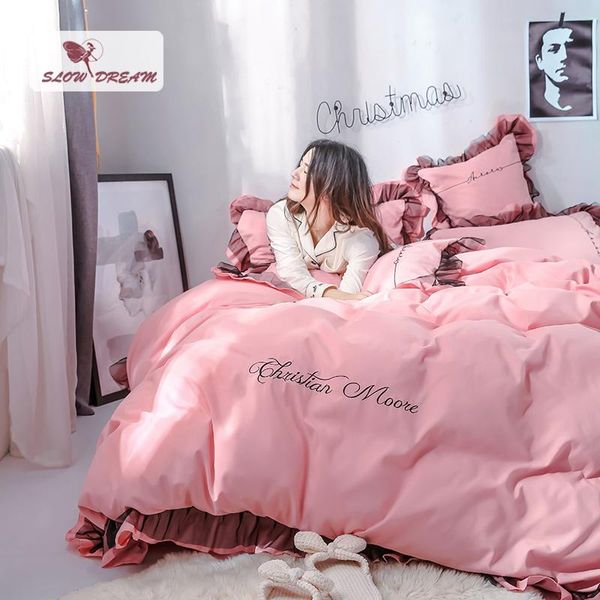 bedding sets slowdream 100% cotton set pink duvet cover bed flat sheet lace decor bedspread linen solid color girl gift
bedding sets slowdream 100% cotton set pink duvet cover bed flat sheet lace decor bedspread linen solid color girl gift