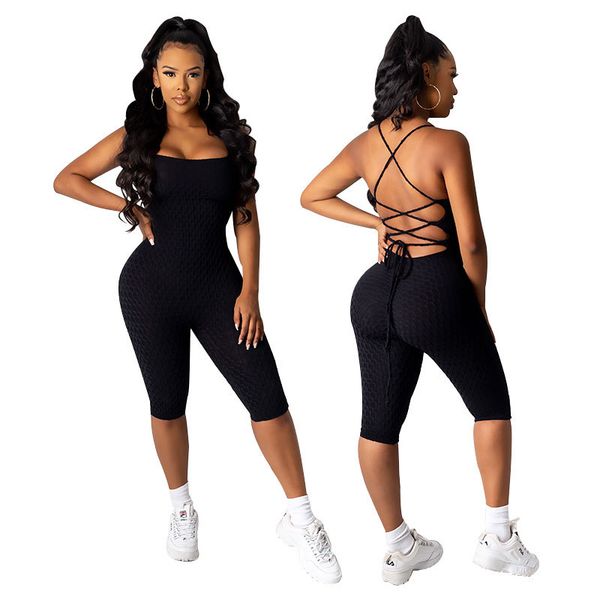 new women's jumpsuits fashion bandage big open back yoga shorts sports jumpsuit, Black;white
new women's jumpsuits fashion bandage big open back yoga shorts sports jumpsuit, Black;white