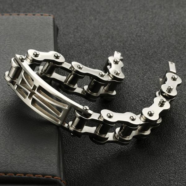 link, chain stainless steel bracelet for men steampunk bike cycle link chains hollow bracelets & bangles mens jewelry, Black
link, chain stainless steel bracelet for men steampunk bike cycle link chains hollow bracelets & bangles mens jewelry, Black