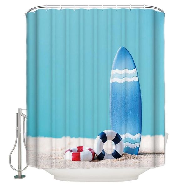 shower curtain waterproof polyester with 12 hooks summer theme surfboard bright blue background
shower curtain waterproof polyester with 12 hooks summer theme surfboard bright blue background