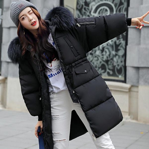 women's down & parkas winter cotton jacket for women hooded coat large fur long neck snow woman thick army green outerwear, Black
women's down & parkas winter cotton jacket for women hooded coat large fur long neck snow woman thick army green outerwear, Black
