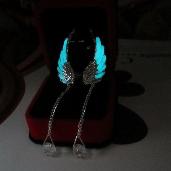 selling sky blue luminous earrings ear clip women fashion crystal wing ear cuff long earrings, Silver
selling sky blue luminous earrings ear clip women fashion crystal wing ear cuff long earrings, Silver