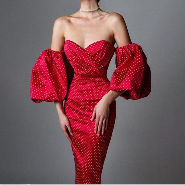 club strapless lantern sleeve pencil dress retro polka dot print women long party dress elegant off shoulder ladies dresses, White;black
club strapless lantern sleeve pencil dress retro polka dot print women long party dress elegant off shoulder ladies dresses, White;black