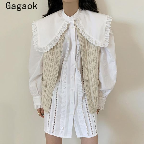 gagaok two piece outfits women 2020 spring autumn new korean chic sweet wild vest + ruffles peter pan collar puff sleeve dresses, Gray
gagaok two piece outfits women 2020 spring autumn new korean chic sweet wild vest + ruffles peter pan collar puff sleeve dresses, Gray