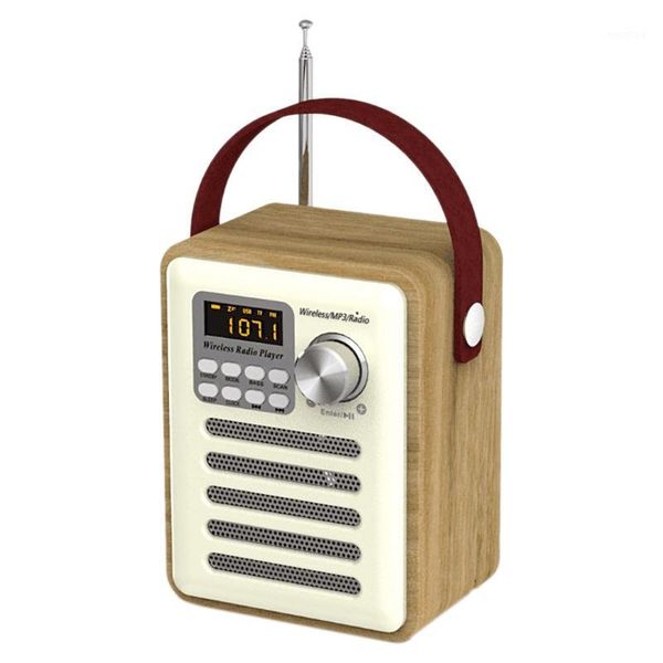fm radio retro wooden box radio with handle, with bluetooth speaker function1