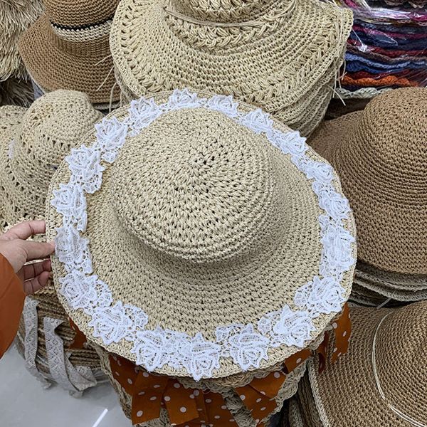 lace mori women's brim straw shopping with summer beach sun protection folding hat, Blue;gray
lace mori women's brim straw shopping with summer beach sun protection folding hat, Blue;gray