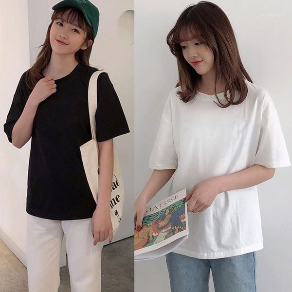 women's korean style loose t shirt solid color summer ladies short sleeve basic tee shirt 1, White
women's korean style loose t shirt solid color summer ladies short sleeve basic tee shirt 1, White