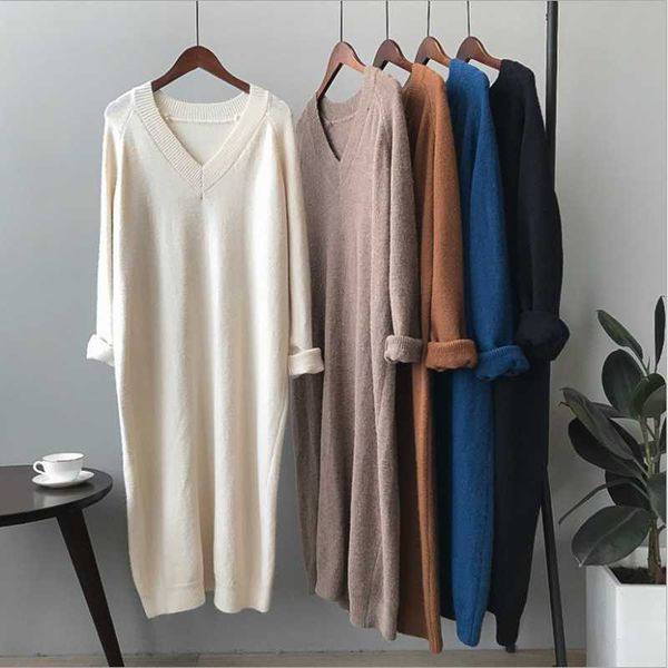 women's sweaters knitted autumn women solid sweater dress loose style v-neck long sleeve casual pullovers oversize pull femme, White;black
women's sweaters knitted autumn women solid sweater dress loose style v-neck long sleeve casual pullovers oversize pull femme, White;black