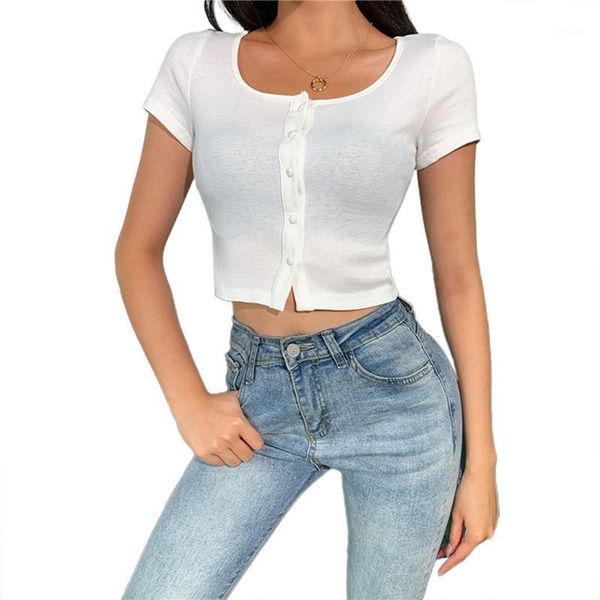 women's t-shirt women summer knitted short-sleeved korean fashion solid color button o-neck single-breasted slim fit exposed navel t-sh, White
women's t-shirt women summer knitted short-sleeved korean fashion solid color button o-neck single-breasted slim fit exposed navel t-sh, White