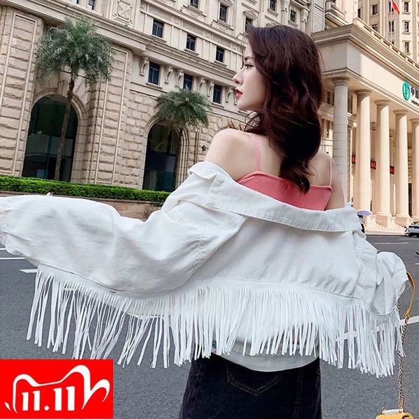 women denim tassel jackets short fashion female casual long sleeve button outwear coats white jean jacket woman bomber 201106, Black;brown
women denim tassel jackets short fashion female casual long sleeve button outwear coats white jean jacket woman bomber 201106, Black;brown