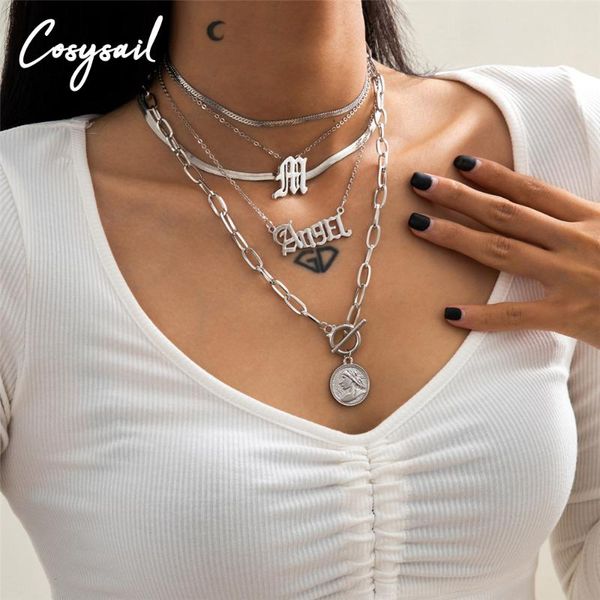 chokers cosysail 5pcs/set multilayer angel letter layered necklace for women portrait pendant snake chain necklaces statement jewelry, Golden;silver
chokers cosysail 5pcs/set multilayer angel letter layered necklace for women portrait pendant snake chain necklaces statement jewelry, Golden;silver