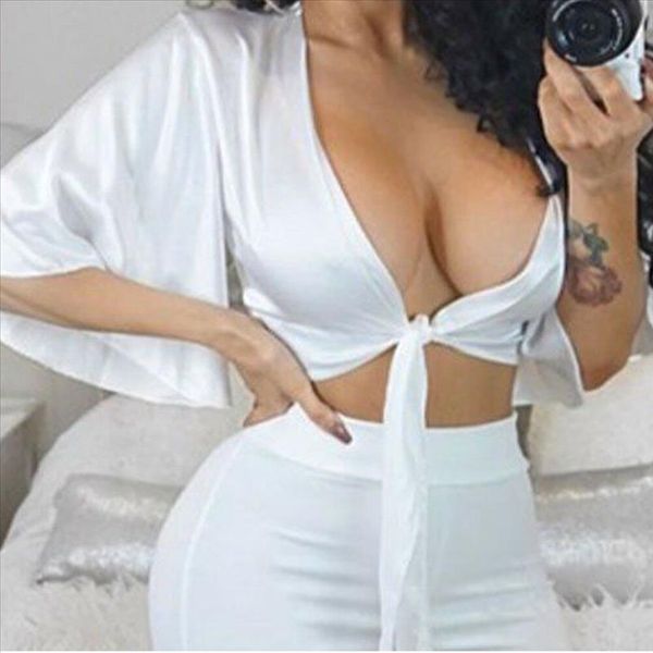 womens floral ladies v neck tie knot front flared sleeve plunge neck crop drop shipping, White
womens floral ladies v neck tie knot front flared sleeve plunge neck crop drop shipping, White