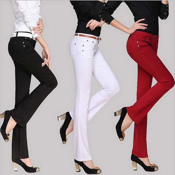 new korean style skinny candy jeans women's elastic color micro flared pants, Blue
new korean style skinny candy jeans women's elastic color micro flared pants, Blue