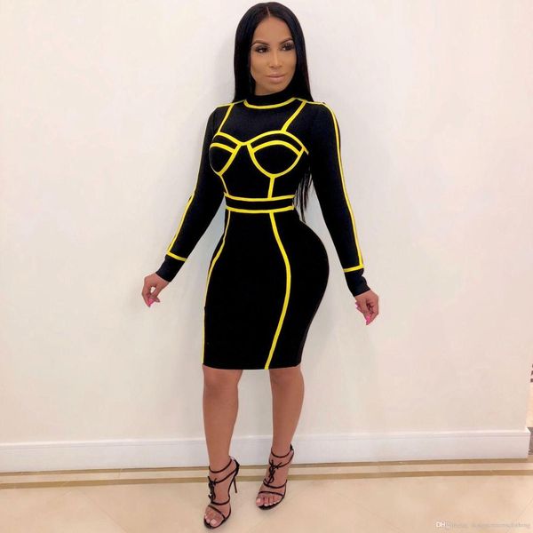 long sleeve clothing panelled pencil dress womens summer designer bodycon dresses night club casual, Black;gray
long sleeve clothing panelled pencil dress womens summer designer bodycon dresses night club casual, Black;gray