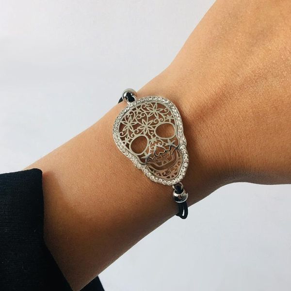 silvery hollow skull charm bracelets bangles for women elastic adjustable bracelet pulsera mujer gothic jewelry christmas gifts, Golden;silver
silvery hollow skull charm bracelets bangles for women elastic adjustable bracelet pulsera mujer gothic jewelry christmas gifts, Golden;silver