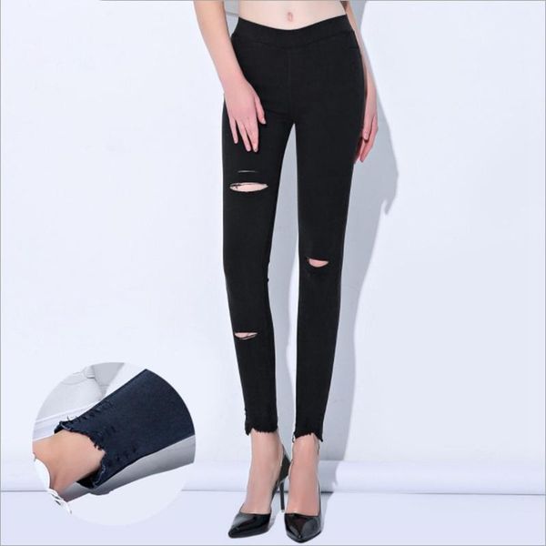 women's jeans high elasticity knee holes mid waist women elastic trousers for girls pencil pants 9-pdsx-tx, Blue
women's jeans high elasticity knee holes mid waist women elastic trousers for girls pencil pants 9-pdsx-tx, Blue